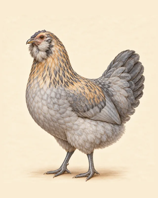 Illustrated Ameraucana hen
