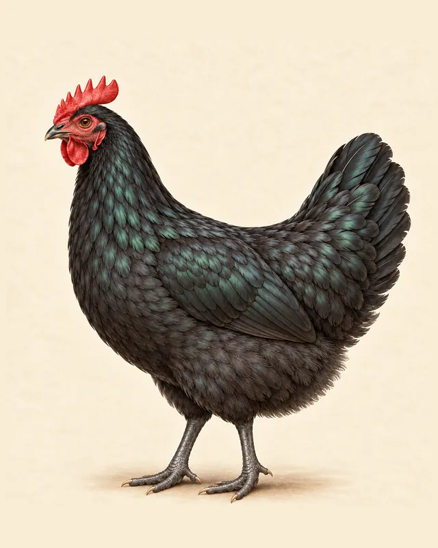 Illustrated Australorp hen