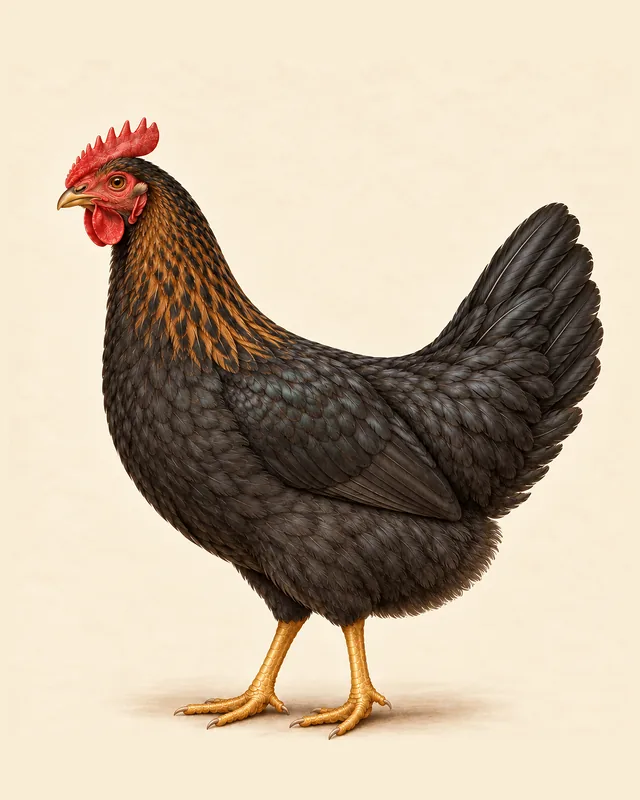 Illustrated Black Sex Link hen