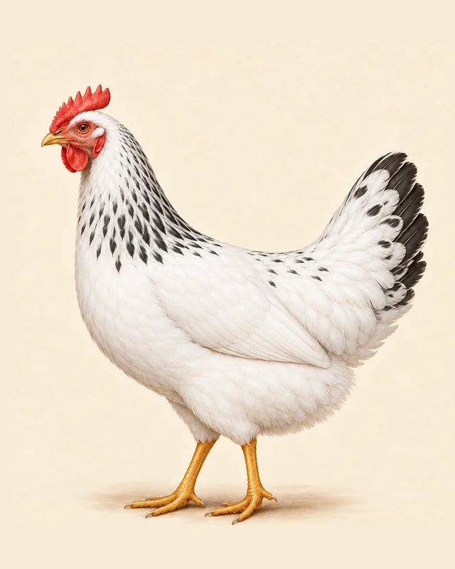 Illustrated California White hen