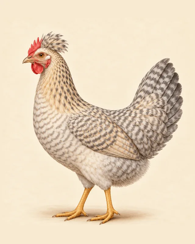Illustrated Cream Legbar hen