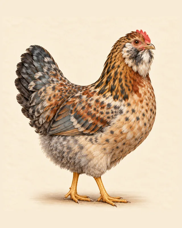 Illustrated Easter Egger hen