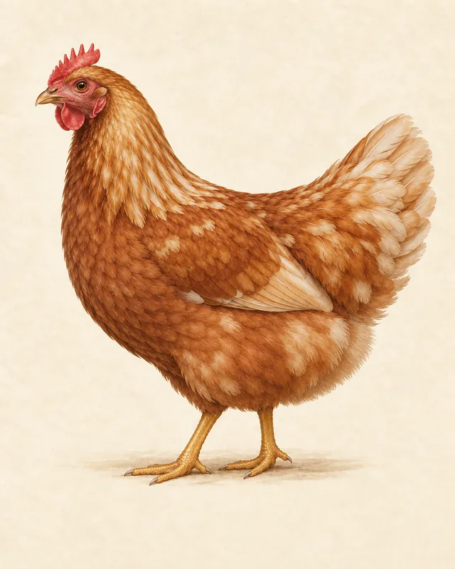 Illustrated Golden Comet hen