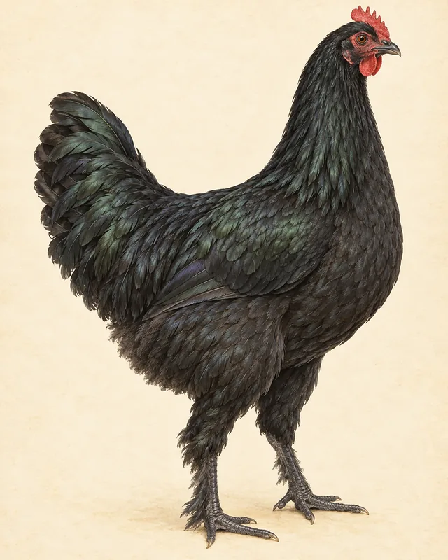 Illustrated Langshan hen