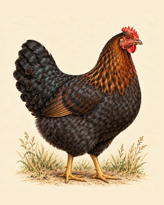 Illustrated Marans hen