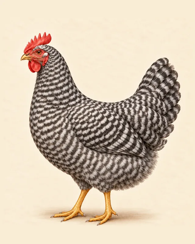 Illustrated Plymouth Rock hen