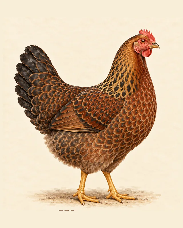 Illustrated Welsummer hen