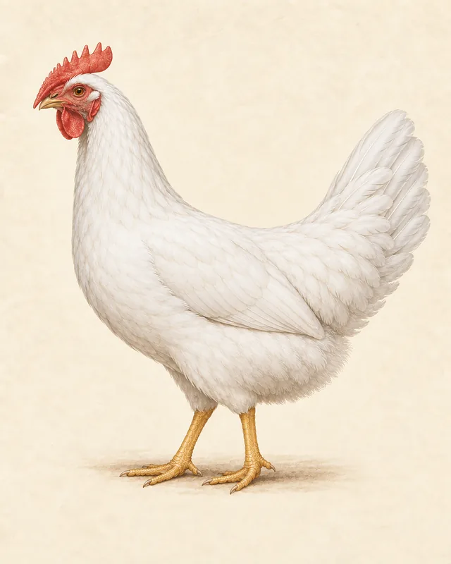 Illustrated White Leghorn hen
