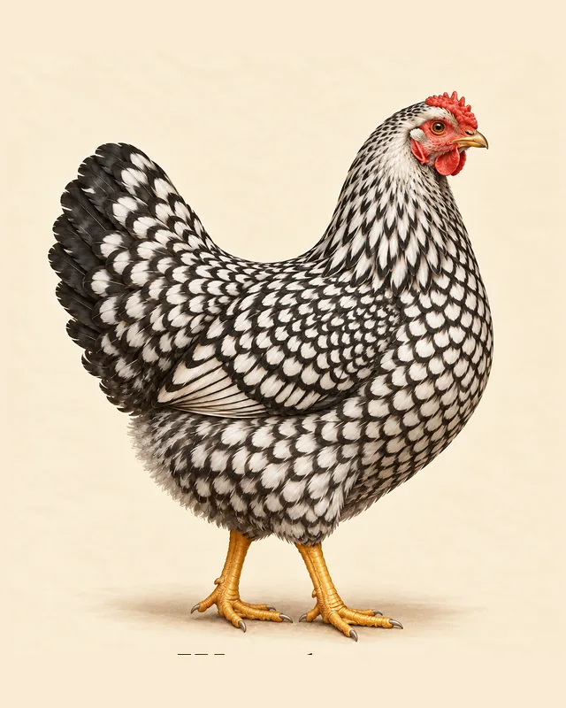 Illustrated Wyandotte hen